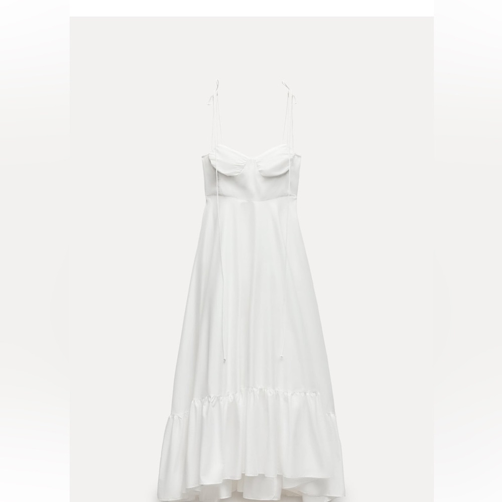 Zara White Cotton Maxi Sundress with Tie Straps - Picture 5 of 7